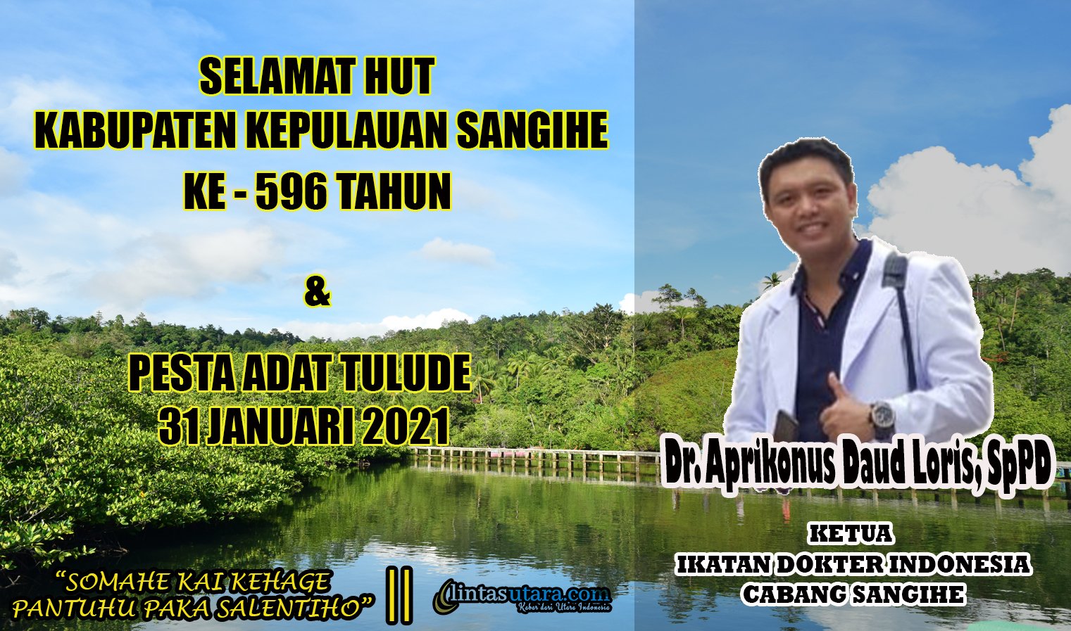 Ucapan Selamat HUT Sangihe dan Pesta Adat Tulude 31 Januari 2021