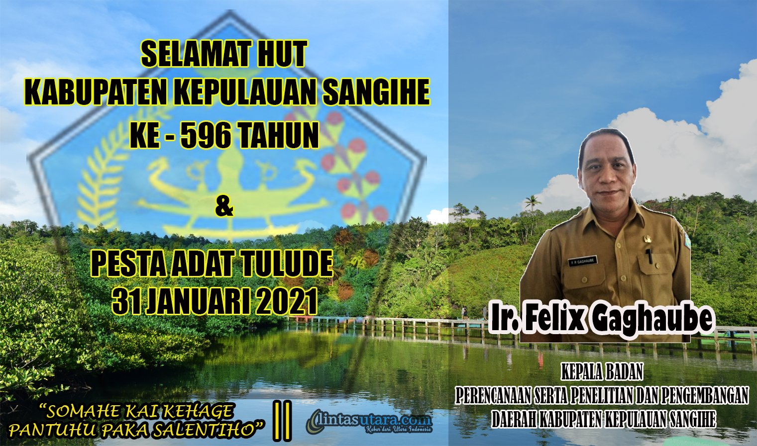 Ucapan Selamat HUT Sangihe dan Tulude 2021 Dari Bapelitbang Daerah Kepulauan Sangihe
