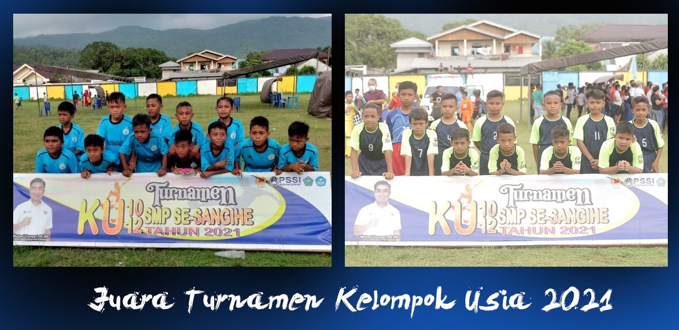 Juara Turnamen Kelompok Usia, Kiri Juara U-10 Barangka United, Kanan Juara U-12 Manganitu Selection (foto : Gr/Lintasutara)