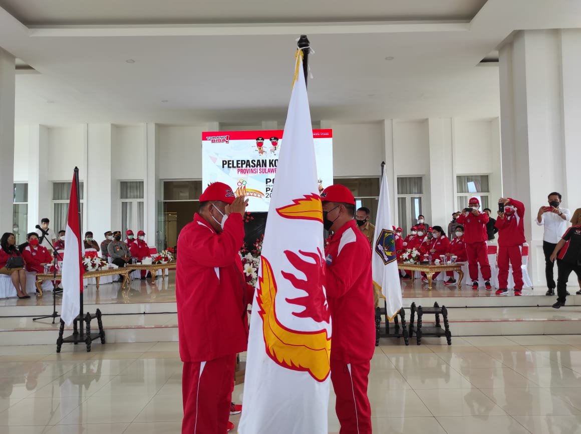 Acara pelepasan kontingen Sulut ke PON XX Papua di Pendopo Rudis Gubernur (Foto : Ist)