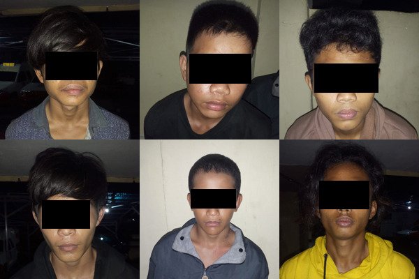 Enam Pelaku Curanmor Yang Diringkus Satgassus Maleo Polda Sulut (Foto : Ist)