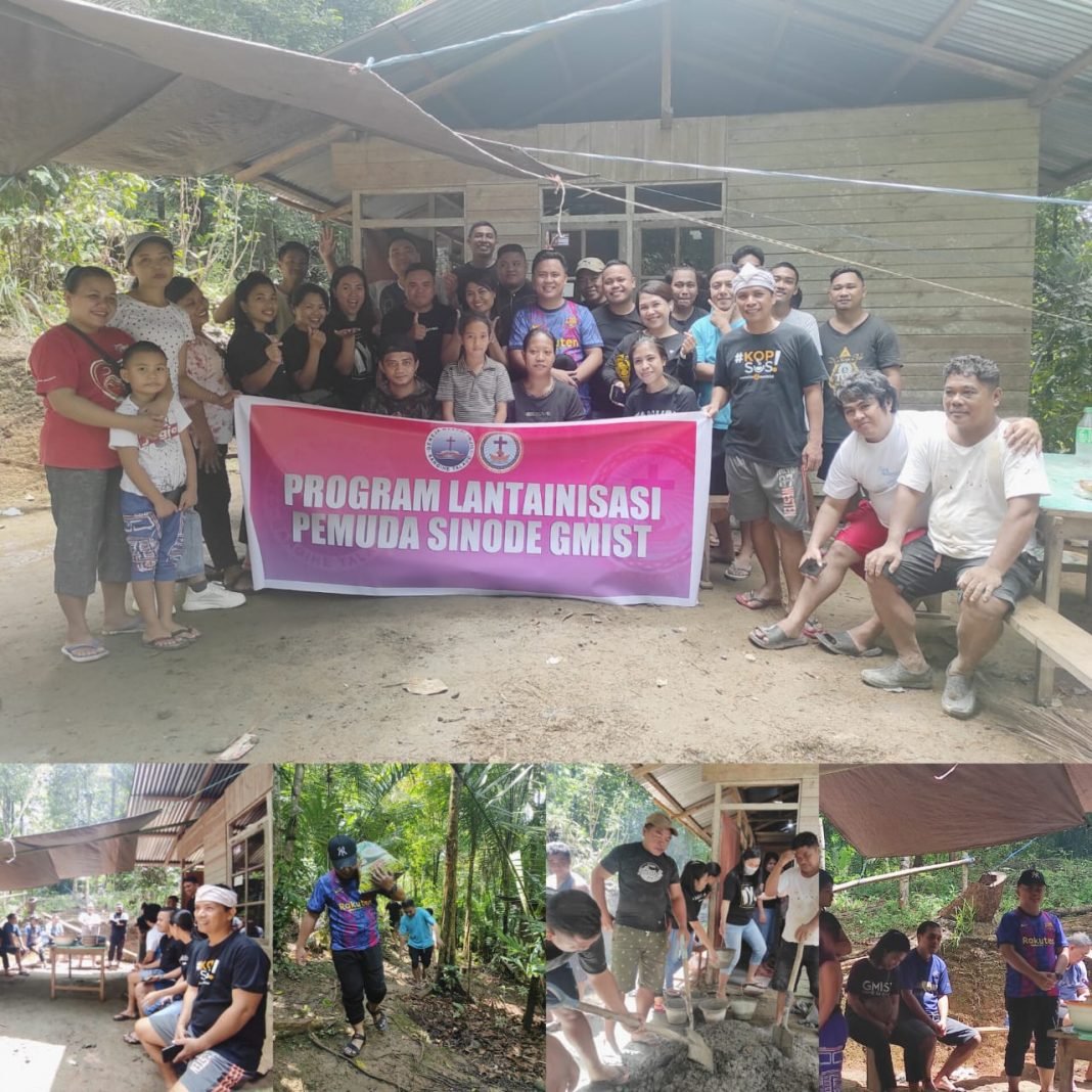 Giat Tim Penunjang Pelayanan KBI dan Peduli Kasih Pemuda Sinode GMIST bersama Camat Manganitu dan perangkat kampung Karatung 2. (Foto: Beb/lintasutara.com)
